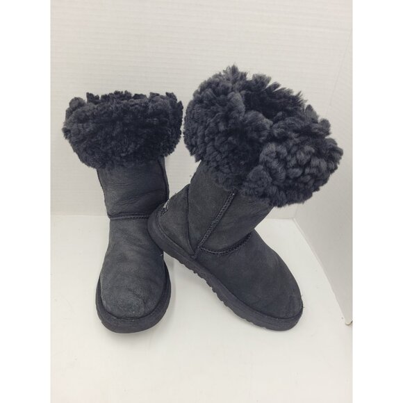 UGG Women's Australia Tall Sheepskin Suede Boots Black Style 5815 Size 5 EU 36 - Picture 3 of 15